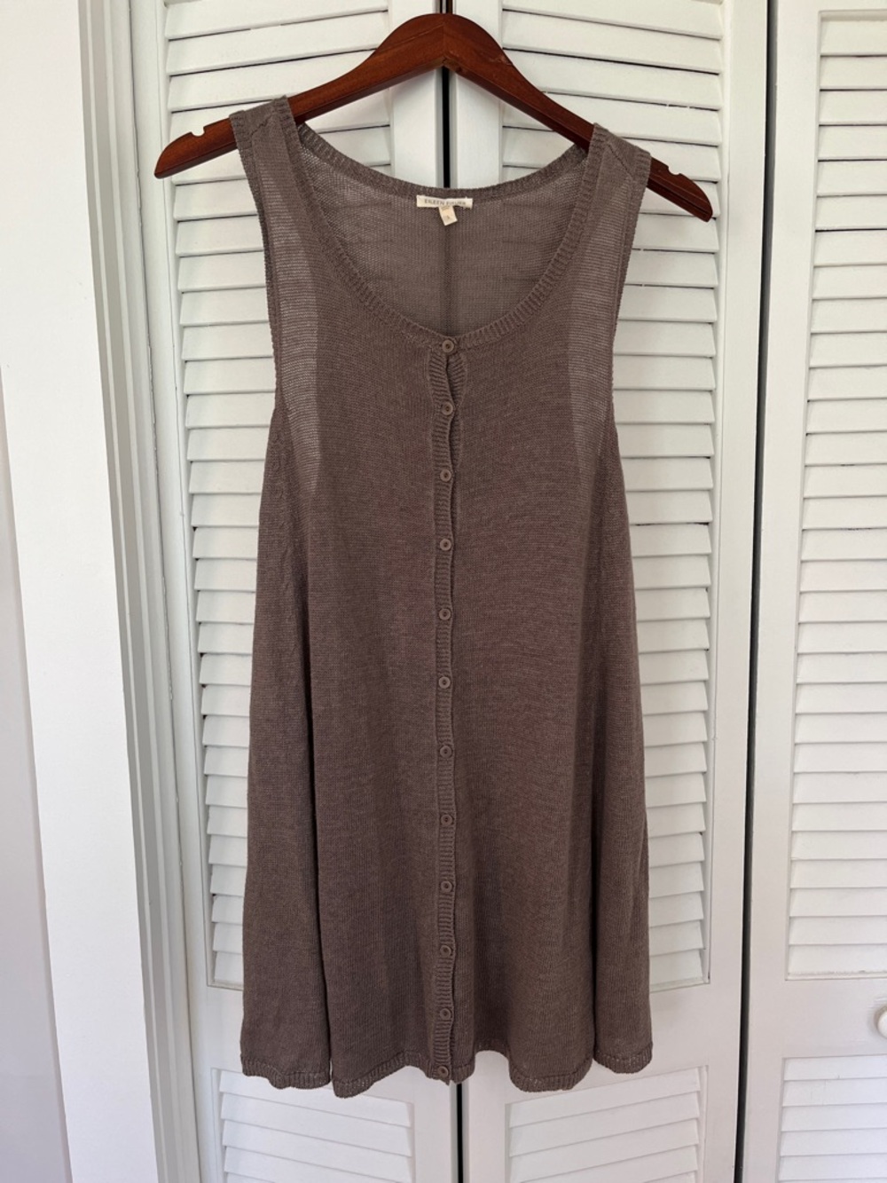 Eileen Fisher Sleeveless Knit Tunic in Taupe-Brown